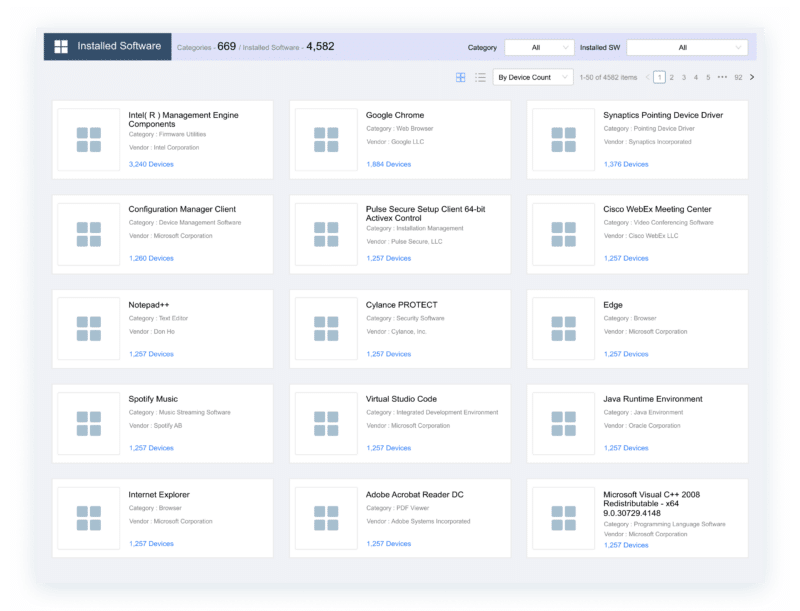 Real-time visibility with the Ordr Software Inventory Collector to inform vulnerability management prioritization.