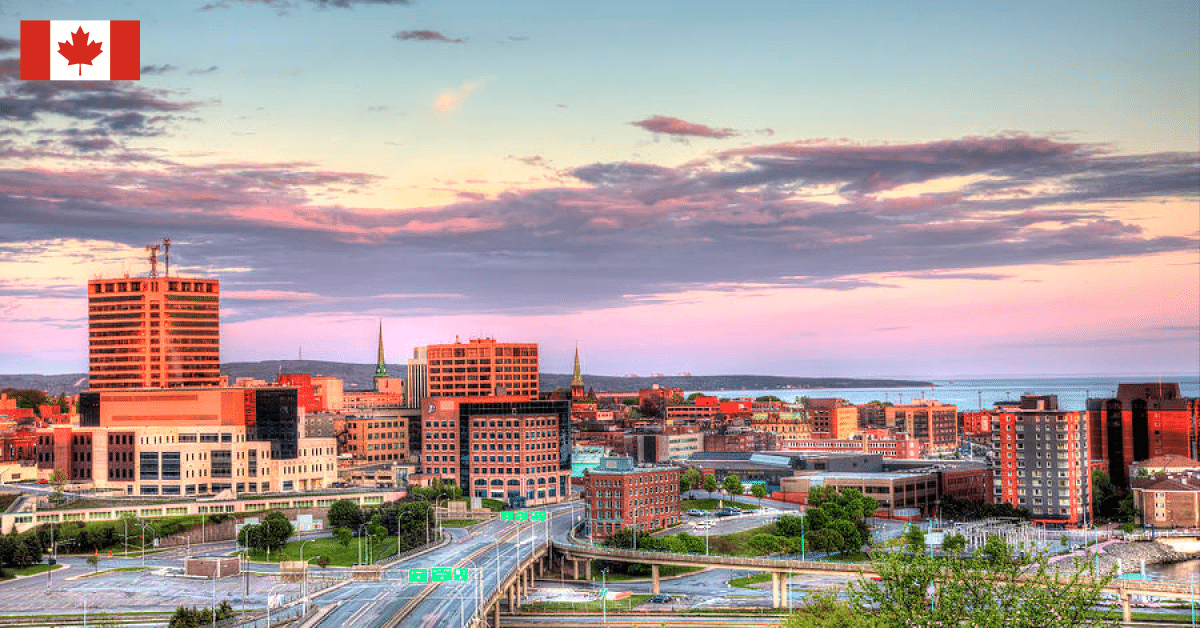 Saint John skyline at sunset